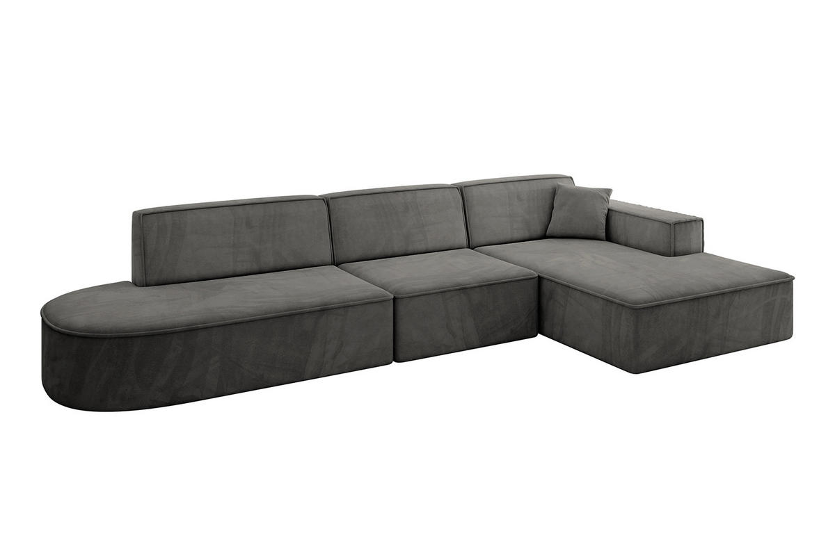 ECKSOFA Ottomane Rechts IREA-L2-v4 - 328x171x79 cm Ecru - Anthrazit, Holzwerkstoff/Textil (171/328cm) - ALTDECOR