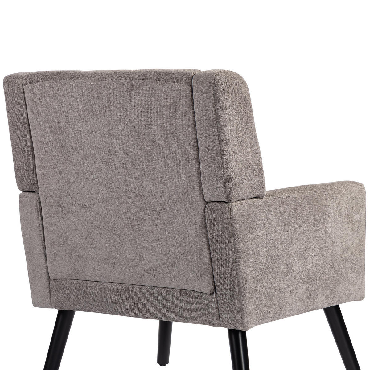 POLSTERSTUHL Leinen mit Tufting, Massivholzbeinen 68/76/88 cm Hellgrau 130 kg belastbar - Hellgrau, Textil (76/88/68cm) - Redom