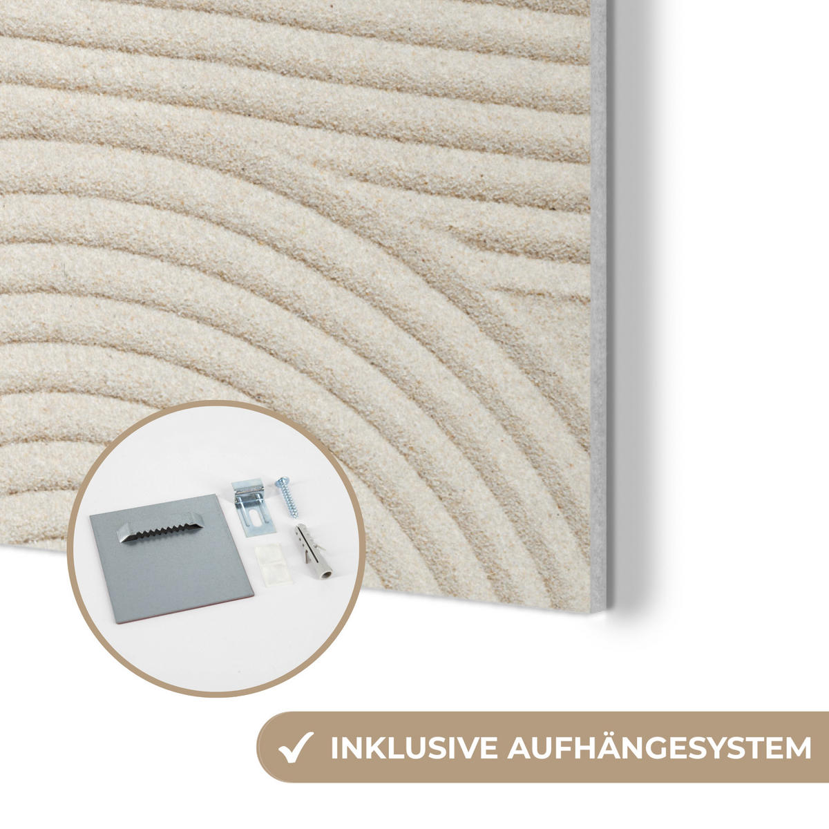 AKUSTIKPANEEL Muster - Abstrakt - Weiß 80x60 cm - Beige, Textil (80/0.9/60cm) - MuchoWow