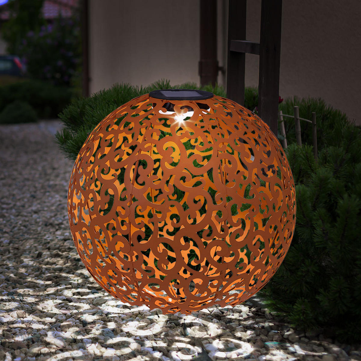 LED AUSSENLEUCHTE Metall Rostoptik Braun - Braun, Metall (28.5/28.5/40cm) - Globo Lighting