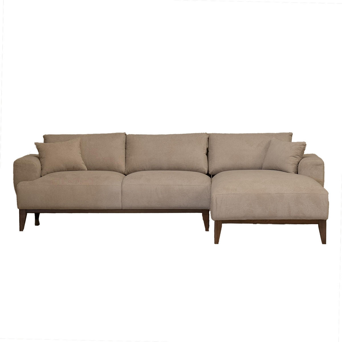 CHAISELONGUE Sofa 3-Sitzer rechts aus Stoff, taupe - Taupe, Textil (270/66/165cm) - Giga Meubel