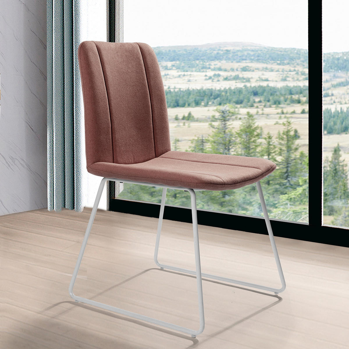 ESSZIMMERSTUHL 2er-Set Stoff, Metallbeine 55/49/85 cm - Rosa/Weiß, Holzwerkstoff/Metall (49/85/55cm) - Urban Meuble