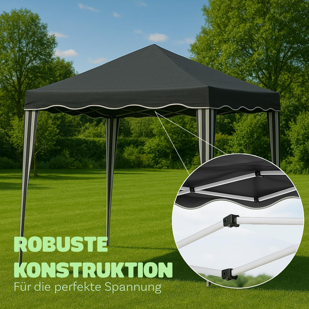 FALTPAVILLON 3x3m Anthrazit - Anthrazit, Textil/Metall (300/250/300cm) - Bestlivings