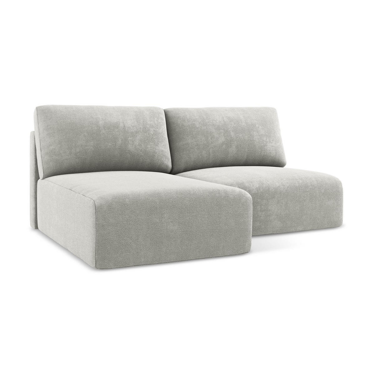 ECKSOFA mit Schlaffunktion links Chenille Stoff Grau - Hellgrau/Schwarz, Kunststoff/Textil (149/210cm) - LaMiaSofa