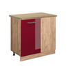 ECKUNTERSCHRANK R-Line Bordeaux Hochglanz 86 cm, AP Eiche - Bordeaux/Eiche Wotan, Holzwerkstoff (86/81.6/60cm) - Vicco