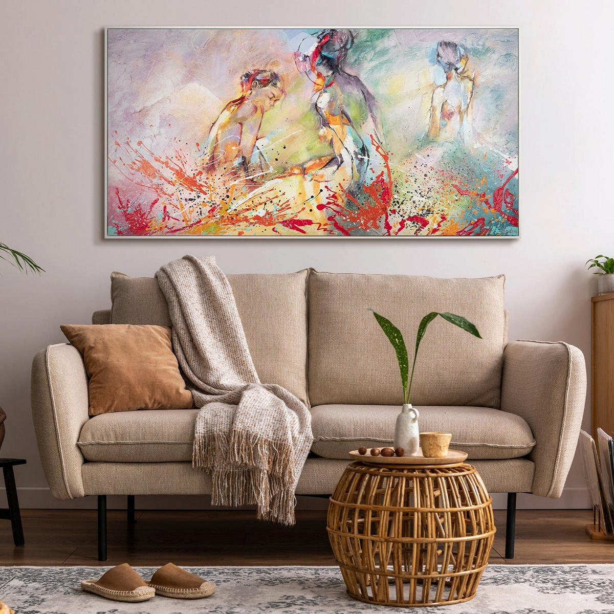GEMÄLDE Heißer Sommer Schattenfugenrahmen Weiß 200x100 cm - Weiß, Holz (200/100cm) - YS-art gallery