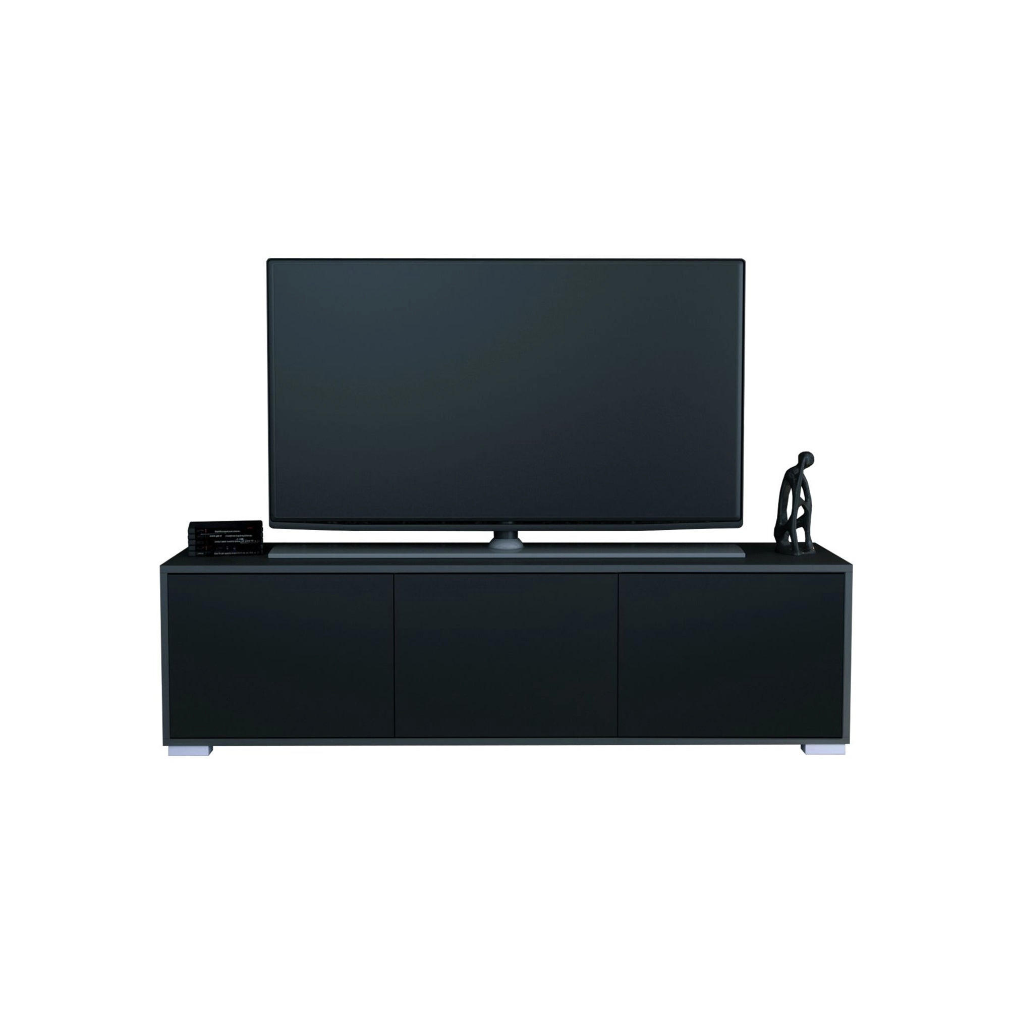 TV-BOARD Elena, Lowboard mit Push-to-Open, Made in Germany, Moderner Fernsehschrank, Anthrazit matt/Schwarz matt (152,5 x 43 x 37 cm) - Schwarz, Holzwerkstoff (152.5/43/37cm) - InnoFurn