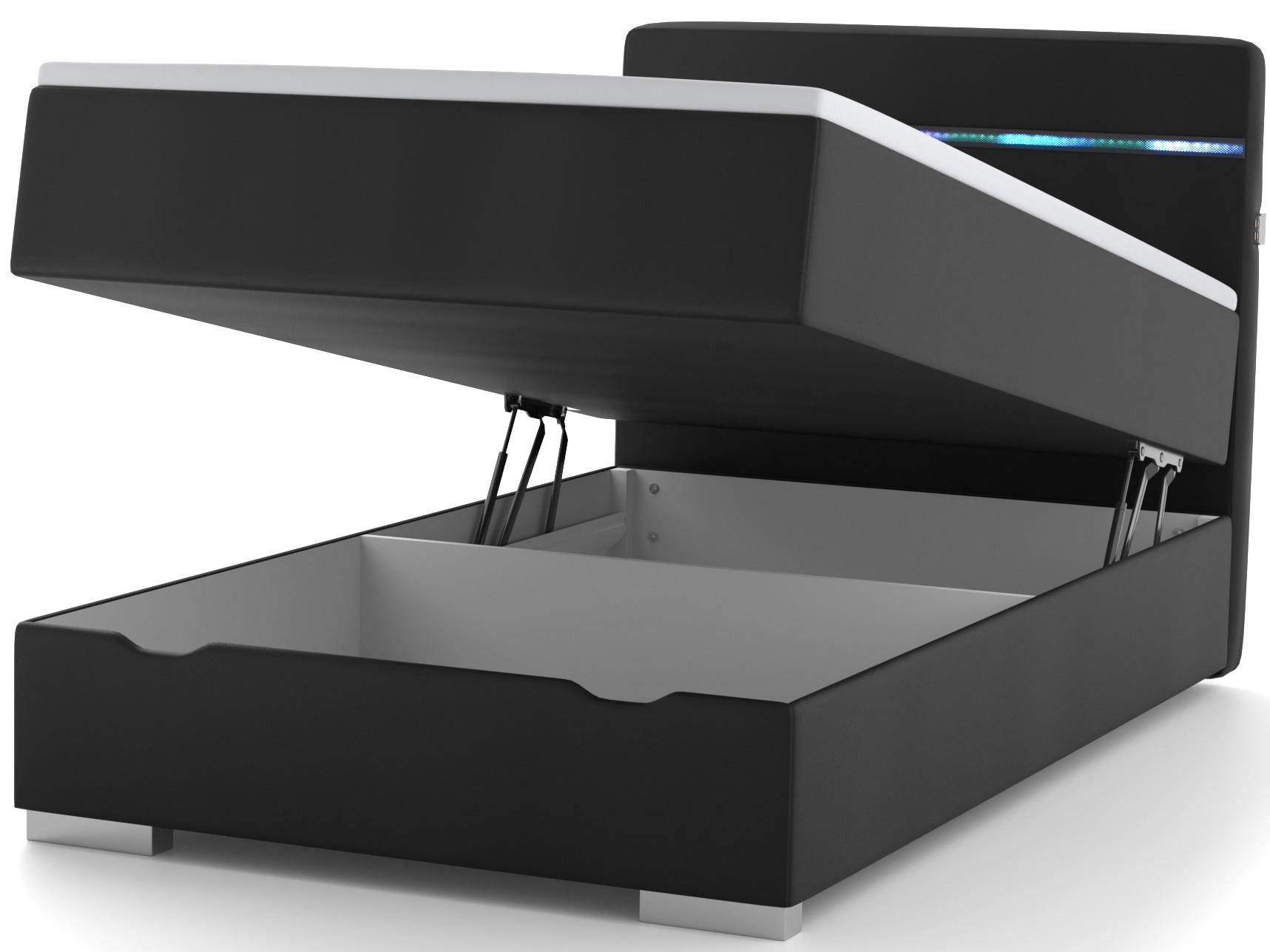 BOXBETT Monza schwarz 90/200 cm LED Kunstleder - Schwarz, Textil (90/200cm) - wonello