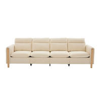 SOFA 261/77/86 cm in Beige mit Chenillebezug und 2 Stauraumhockern - Beige, Textil (77/86/261cm) - Flora Grace
