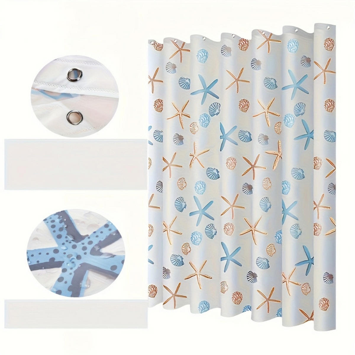 DUSCHVORHANG Meer trocken mit Haken - Multicolor, Kunststoff (120/180cm) - MCBOSON