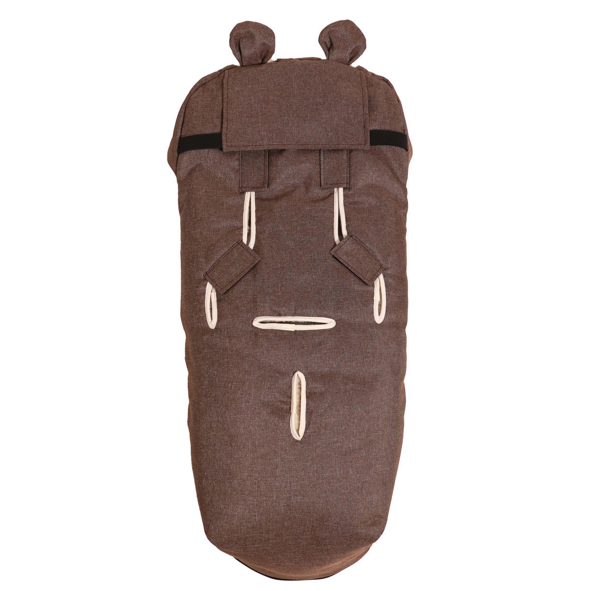 KINDERWAGENFUSSSACK XL EARS WOOL, brown melange - Mokka, Naturmaterialien (43/93cm) - Kaiserbaby