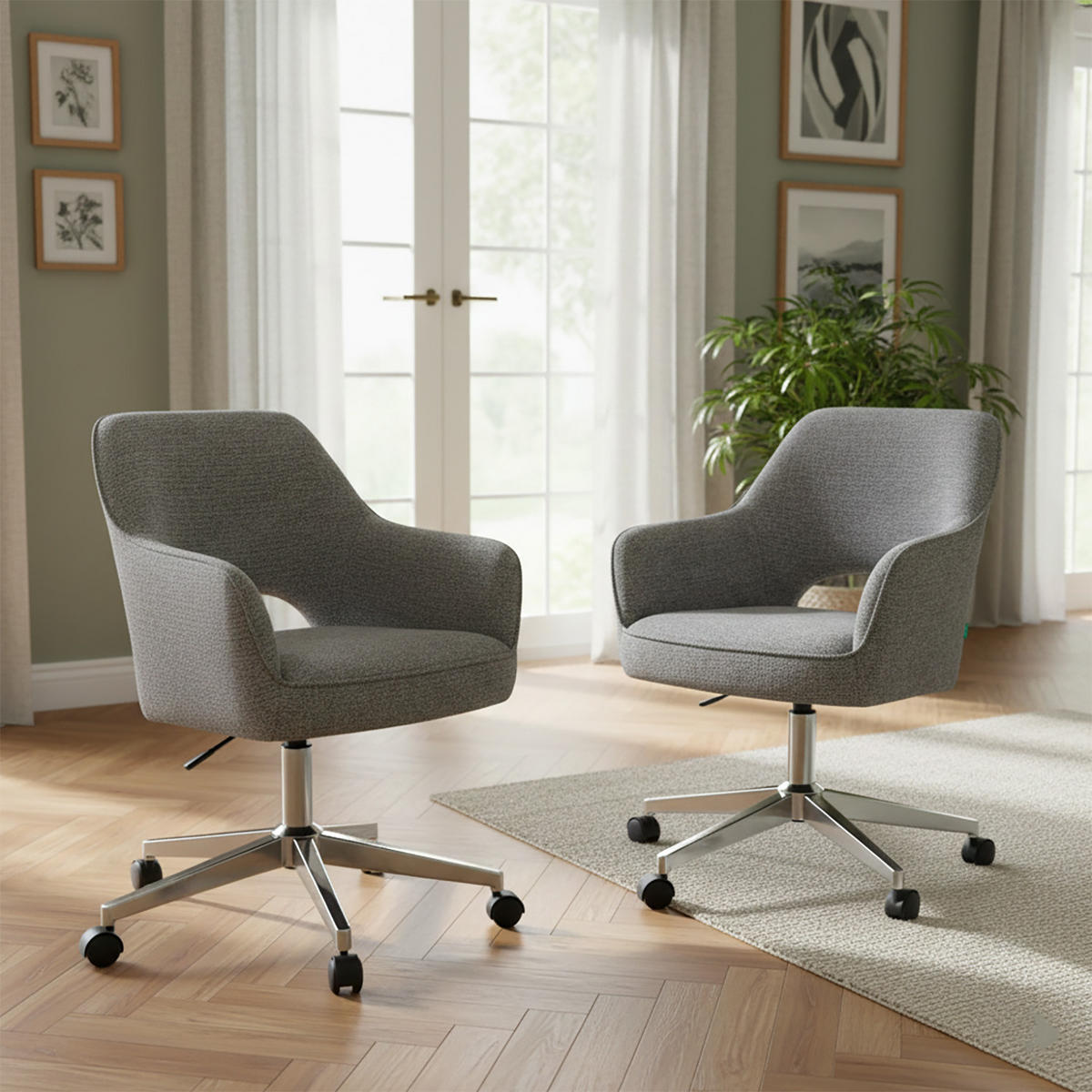 BÜROSTUHL Mika-Faro 2er-Set - Chromfarben/Dunkelgrau, Textil/Metall (60/84/65cm) - DUBI Möbel