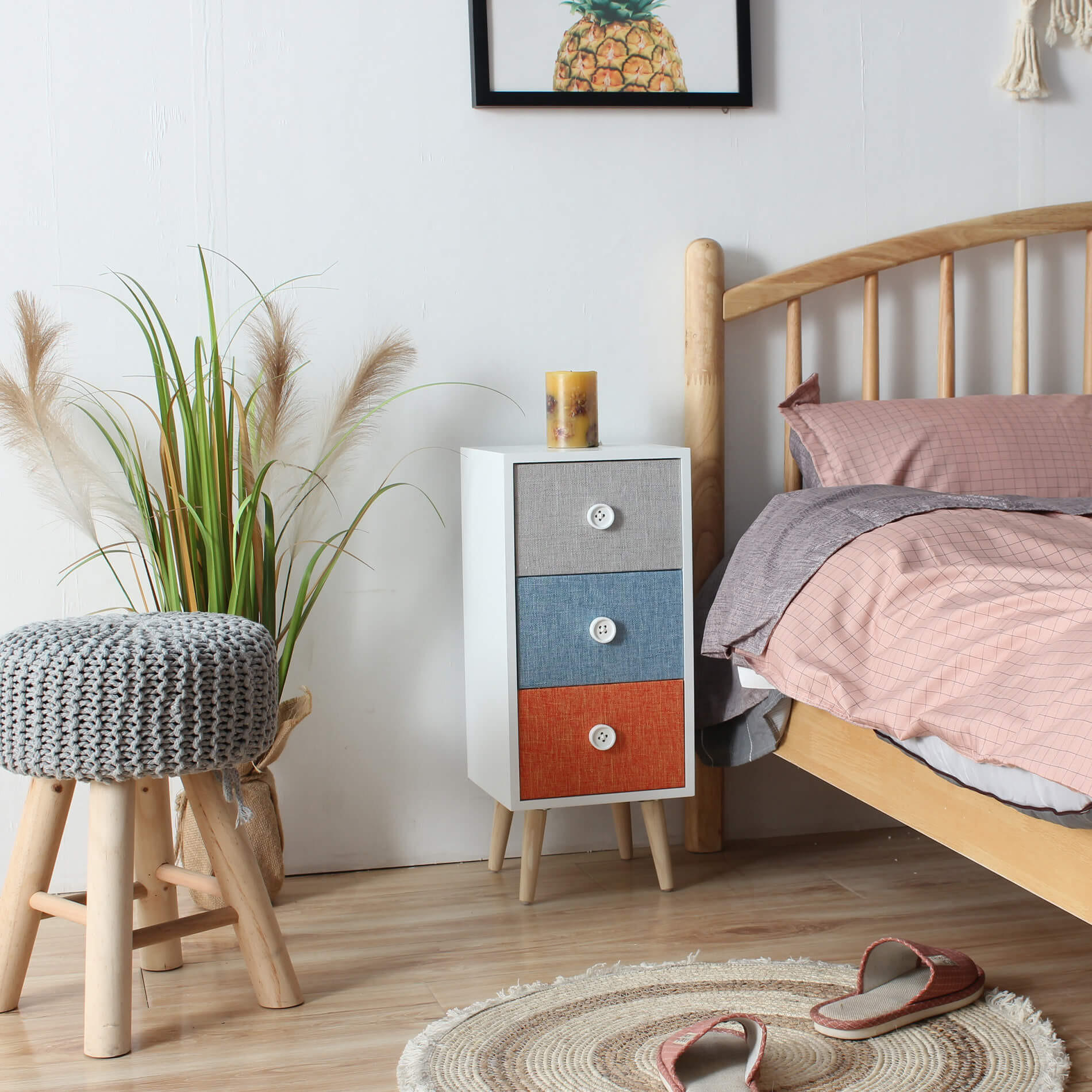 NACHTTISCH Mehrfarbig 25/25/59 cm - Multicolor, Holz (25/59/25cm) - Mobili Rebecca