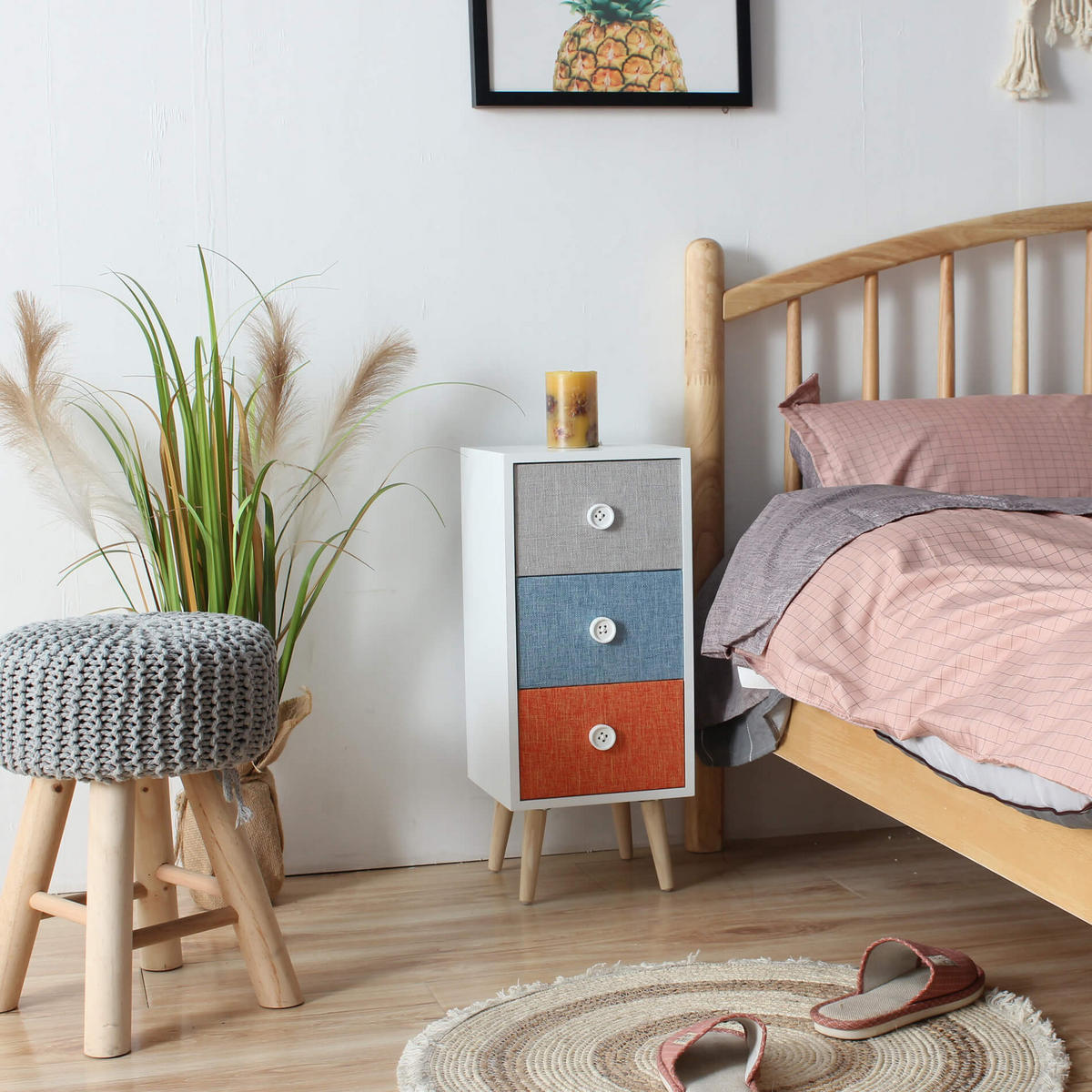 NACHTTISCH Mehrfarbig 25/25/59 cm - Multicolor, Holz (25/59/25cm) - Mobili Rebecca