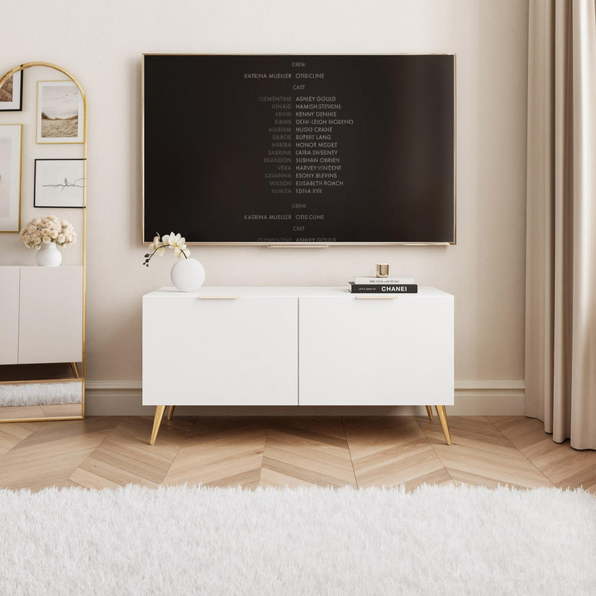TV-LOWBOARD ANGEL Weiß stehend mit LED-Beleuchtung 100 cm - Weiß, Holzwerkstoff (100/49/40cm) - Idohome