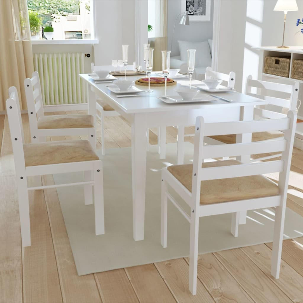 ESSZIMMERSTÜHLE 6 Stk. Weiß Massivholz und Samt 44*45*81cm - Weiß, Metall (44/81/45cm) - ZMH