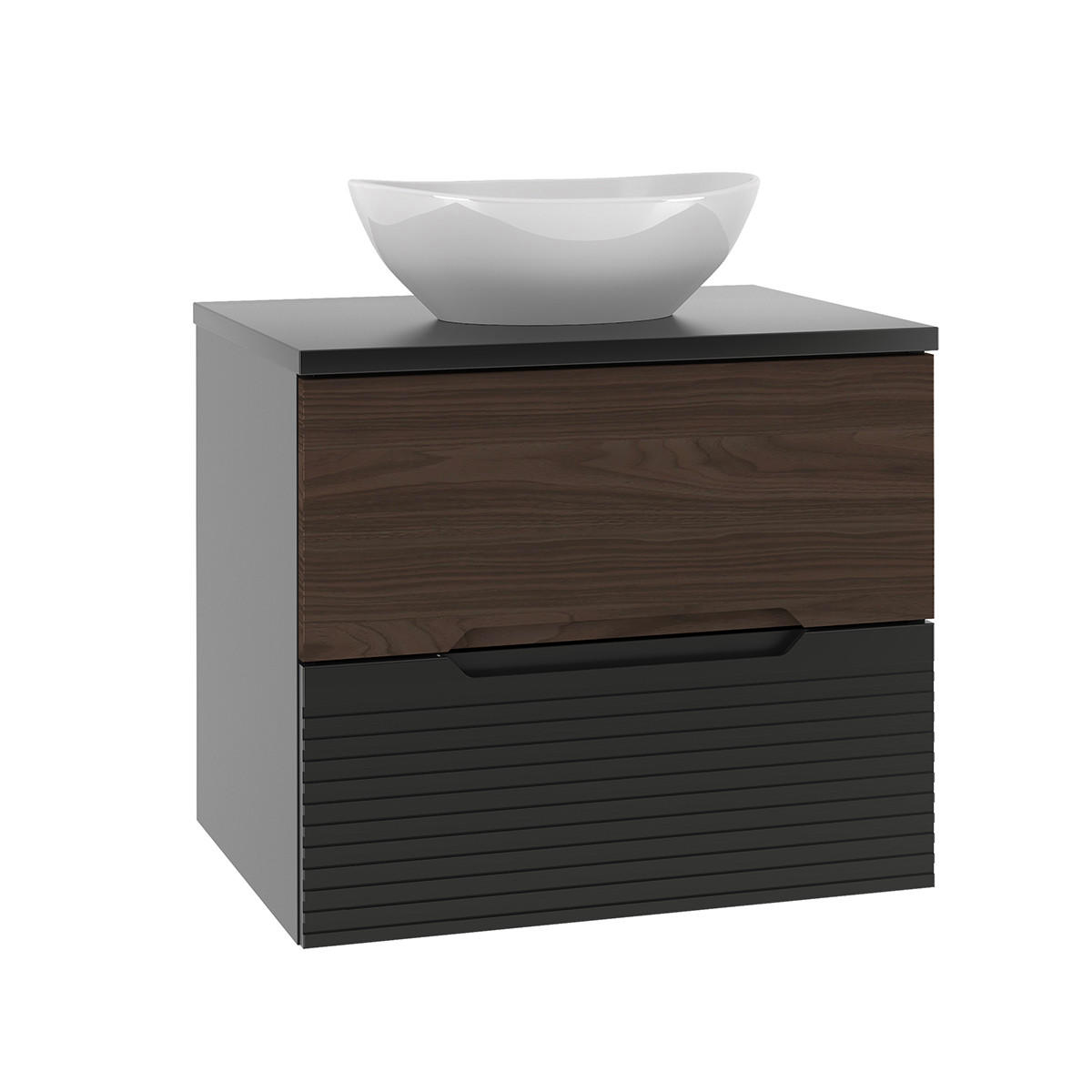 WASCHTISCH 60.6cm Sylla Schwarz und Holz - Schwarz, Holzwerkstoff (60.6/52.2/46.5cm) - Petits-meubles