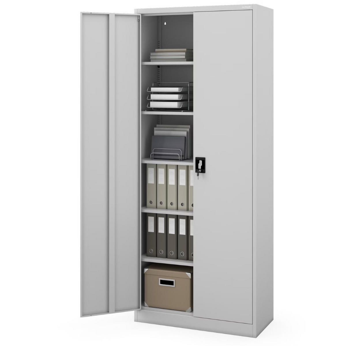 AKTENSCHRANK abschließbar KADO Flügeltüren 220x90x40cm Grau - Grau, Metall (90/220/40cm) - DELUKE