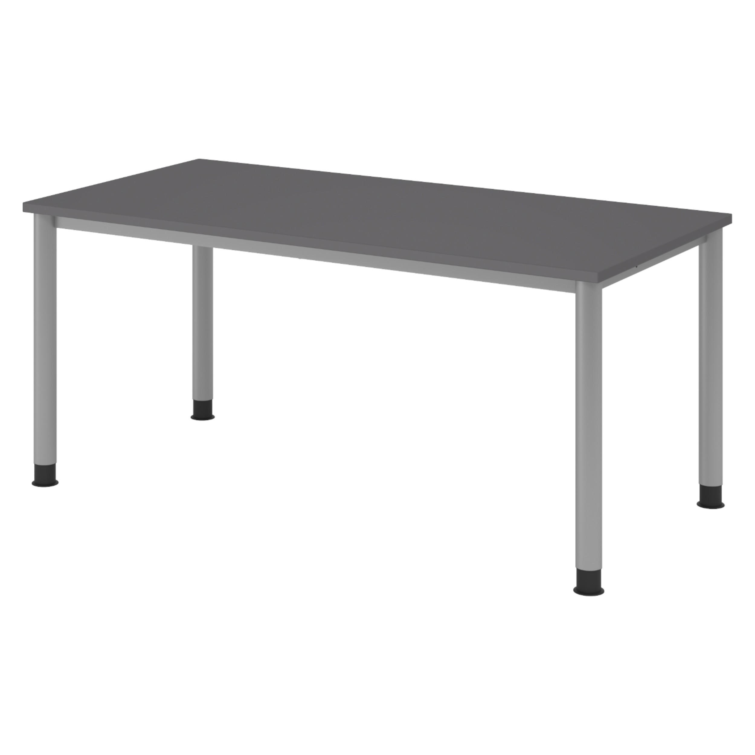 SCHREIBTISCH Serie-H Gestell: Silber 80/160/74 cm in Graphitfarben - Graphitfarben, Holzwerkstoff (80/160/74cm) - bümö
