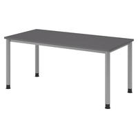 SCHREIBTISCH Serie-H Gestell: Silber 80/160/74 cm in Graphitfarben - Graphitfarben, Holzwerkstoff (80/160/74cm) - bümö