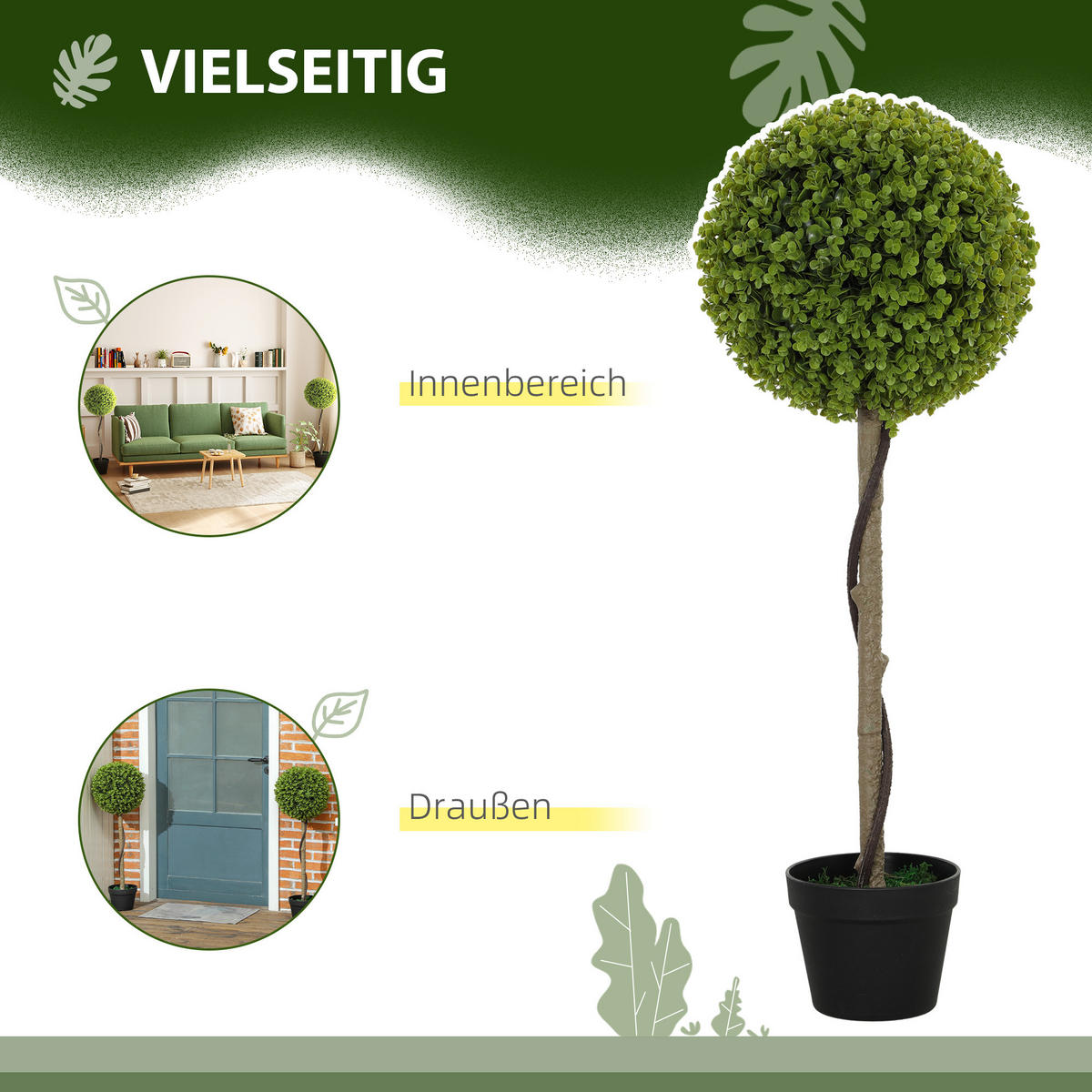 KÜNSTLICHER EUKALYPTUS 2er-Set, 90 cm Zimmerpflanze, Grün - Grün, Kunststoff (90cm) - HOMCOM