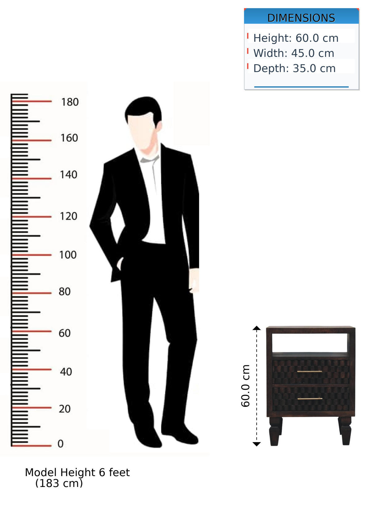 NACHTTISCH Rich-Velvet-Mocha-Finish, 2 Schubladen, 1 offenes Regal, Dunkelbraun - Dunkelbraun, Holz/Metall (35/60/45cm) - Artisan Furniture