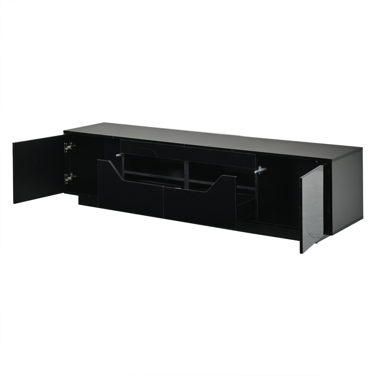 TV-SCHRANK 180/40/45 cm Schwarz mit 2 Schubladen und 2 Türen - Schwarz, Holzwerkstoff (180/45/40cm) - Oxeza