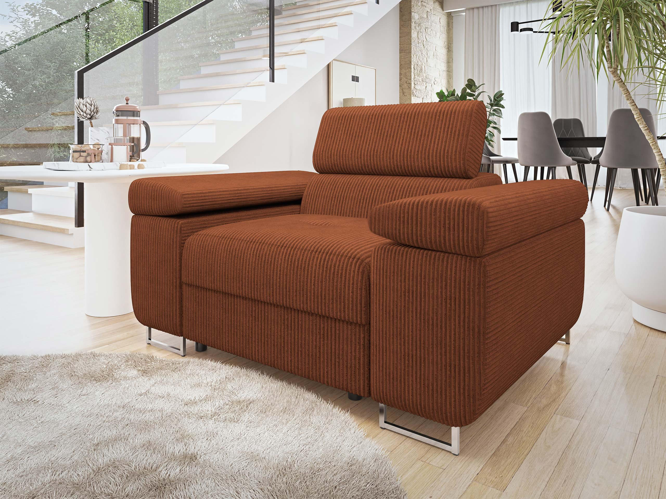 SESSEL Torezio Cord - Braun, Holz/Textil (134/90/102cm) - MIRJAN24