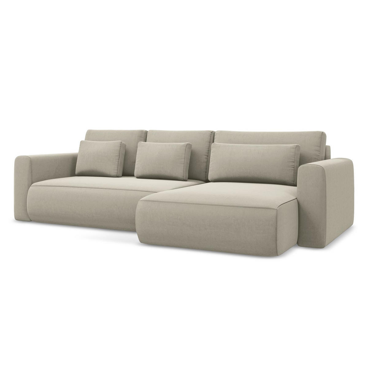 ECKSOFA mit Schlaffunktion Samt Stoff Creme - Perlmutt/Creme, Kunststoff/Textil (278/149cm) - LaMiaSofa