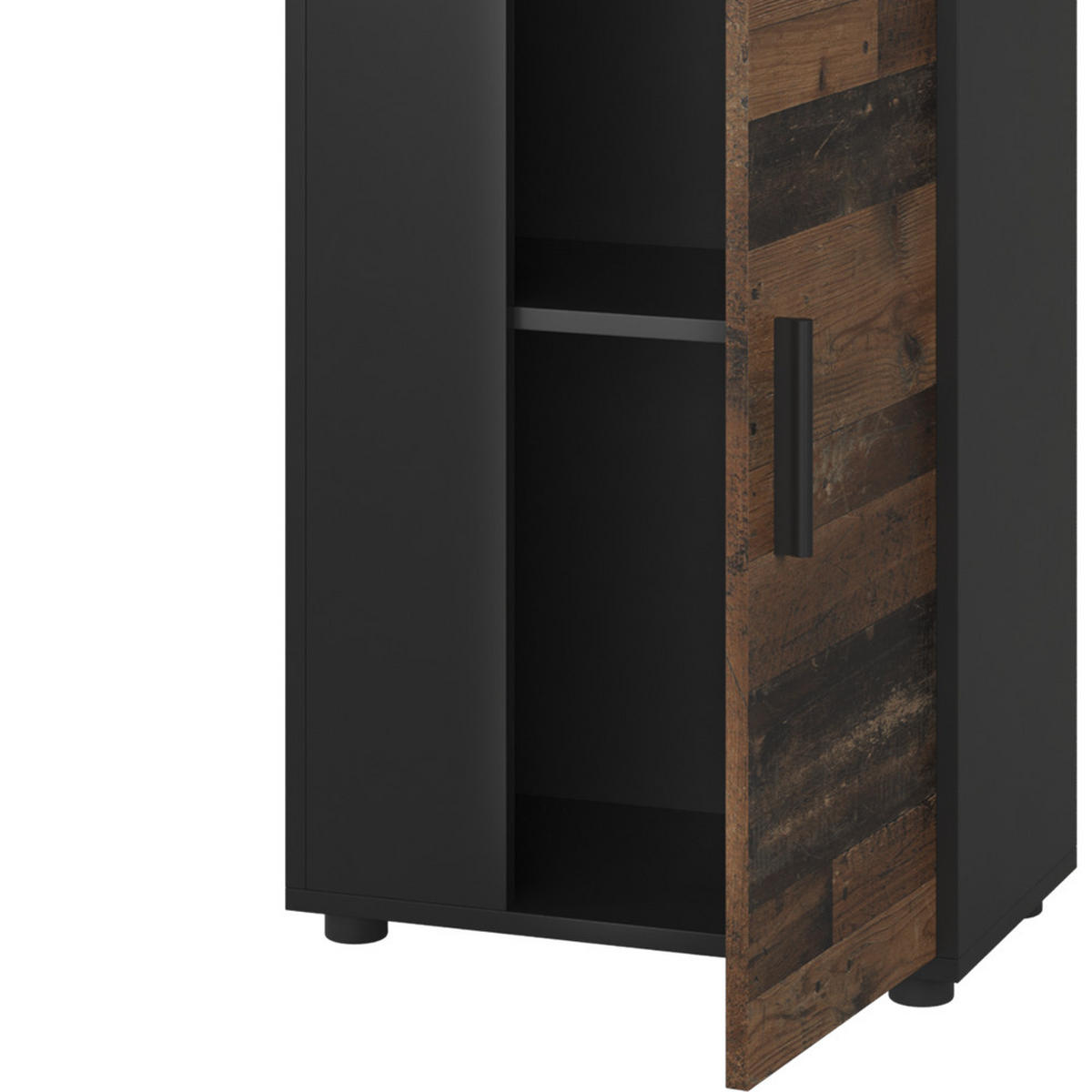 KOMMODE Berno Schwarz/Oldstyle 50.1 x 87.3 cm mit 2 Fächern - Schwarz/Braun, Holzwerkstoff (50.1/87.3/28.3cm) - Vicco