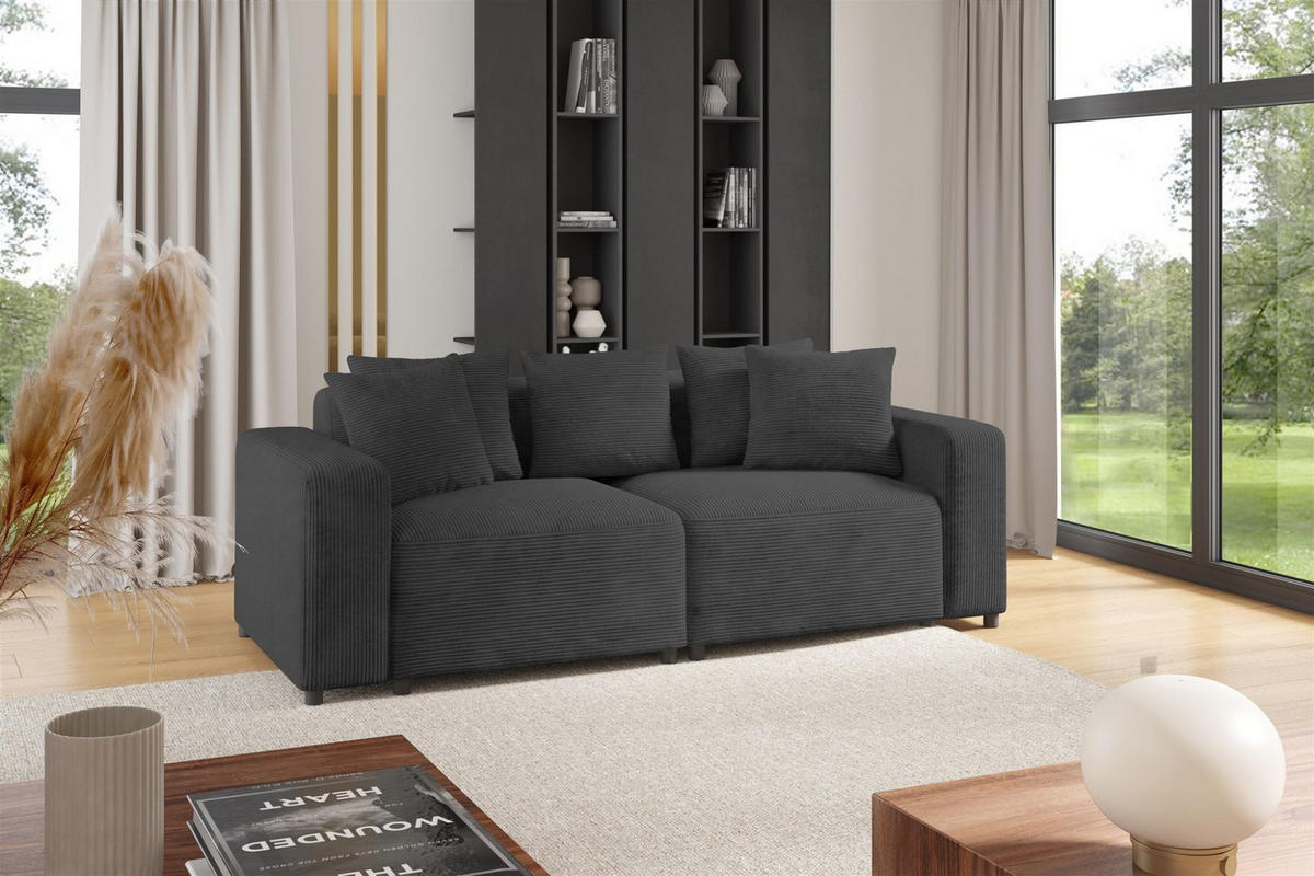 SOFA Megan 2-sitzer In Poso - Dunkelgrau, Holzwerkstoff/Textil (236/75/98cm) - Fun Möbel