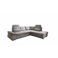 ECKSOFA mit Schlaffunktion, Bettkasten und verstellbarer Armlehne - Chromfarben/Schlammfarben, Textil (219/260cm) - ed exciting design