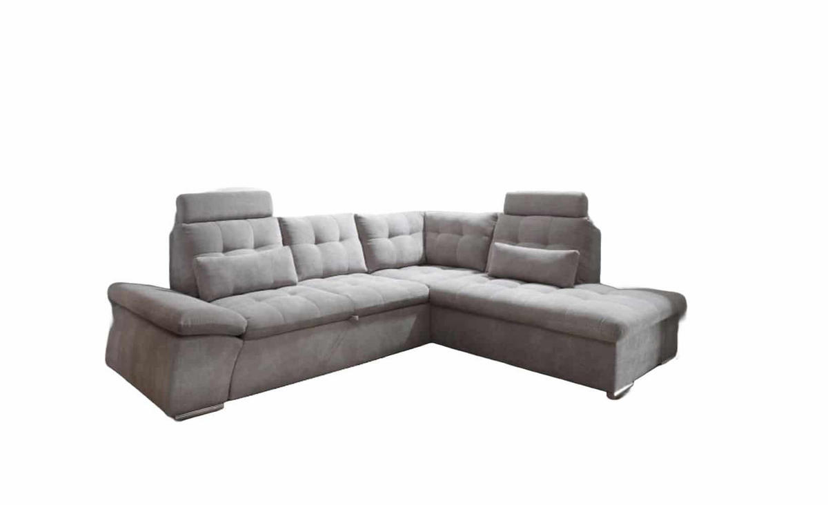 ECKSOFA mit Schlaffunktion, Bettkasten und verstellbarer Armlehne - Chromfarben/Schlammfarben, Textil (219/260cm) - ed exciting design