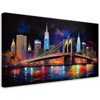 LEINWANDBILD Abstrakte Brücke New York - Multicolor, Textil (120/60cm) - Feeby