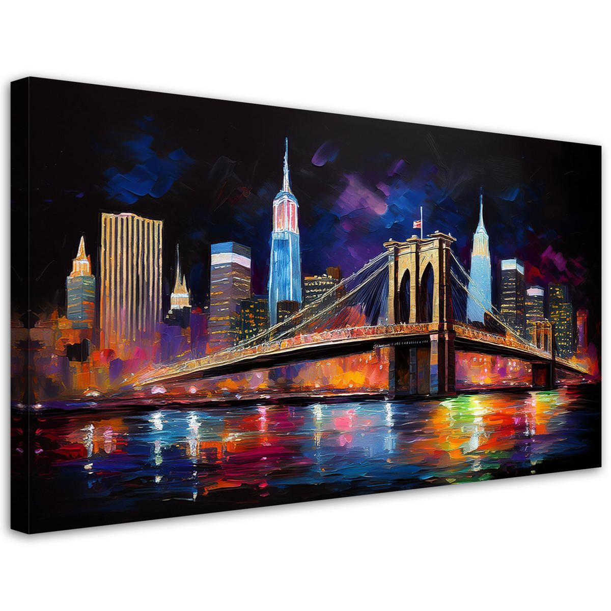 LEINWANDBILD Abstrakte Brücke New York - Multicolor, Textil (120/60cm) - Feeby
