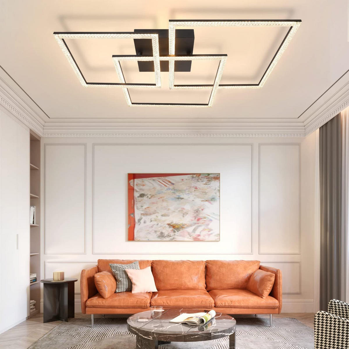 LED-DECKENLEUCHTE Lohnzahn 60.0/8.0/60 cm - Schwarz, Metall (60/60/8cm) - ZMH