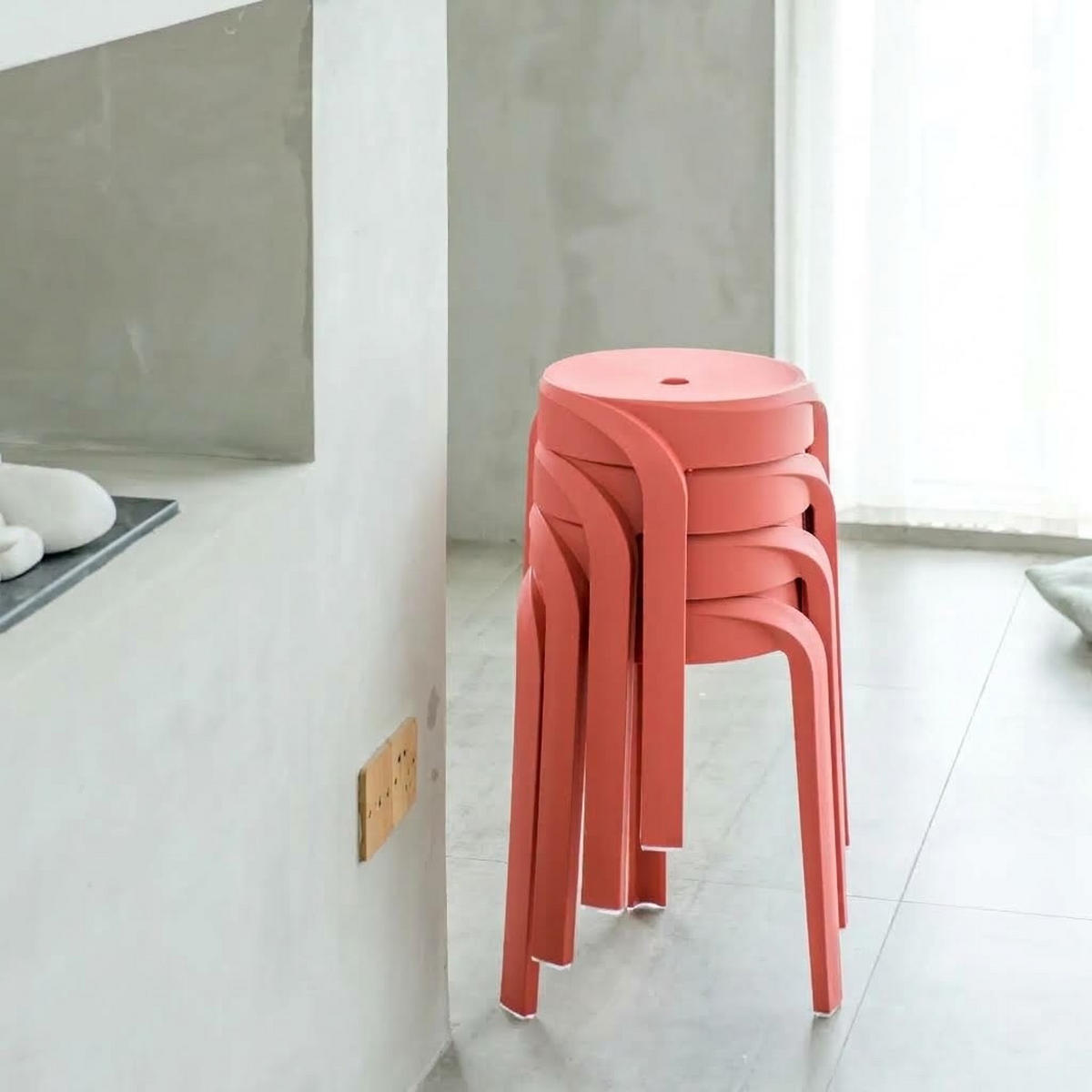 HOCKER POMPA Terrakotta - Rot, Kunststoff (36/45/35cm) - Légia Home