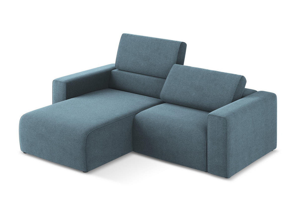 ECKSOFA Links Strukturstoff Stoff Blau - Blau/Schwarz, Kunststoff/Textil (167/224cm) - Makamii