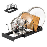 TOPFDECKELHALTER, schwarz - Schwarz, Metall (17/14/47cm) - eluno