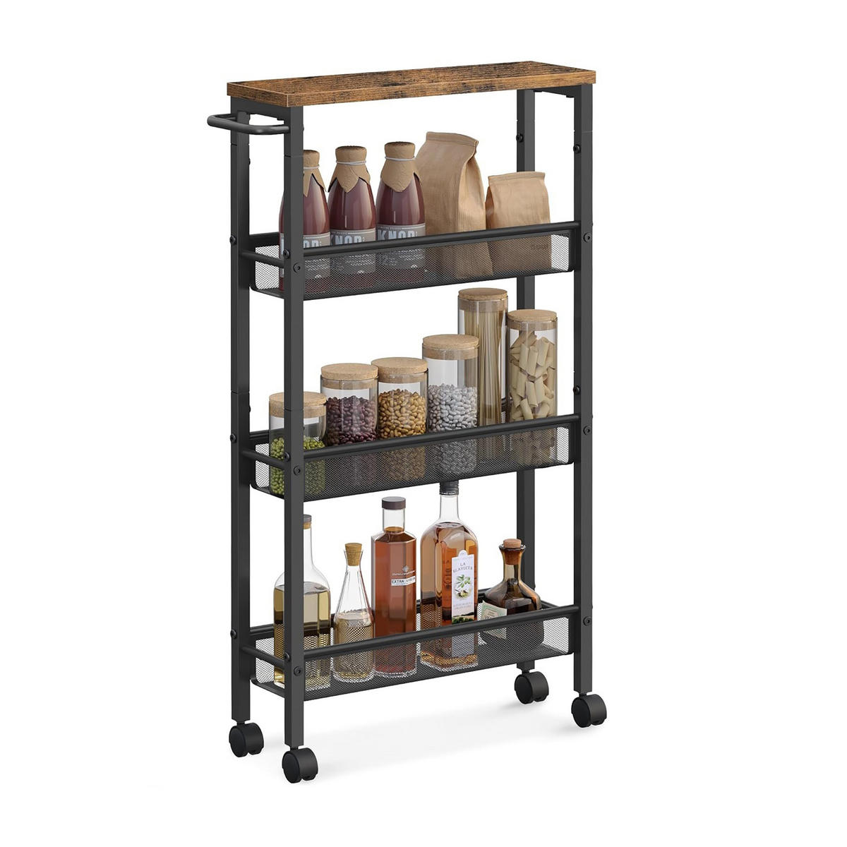 NISCHENWAGEN - Schwarz, Holzwerkstoff/Metall (13/77/45cm) - Relaxdays