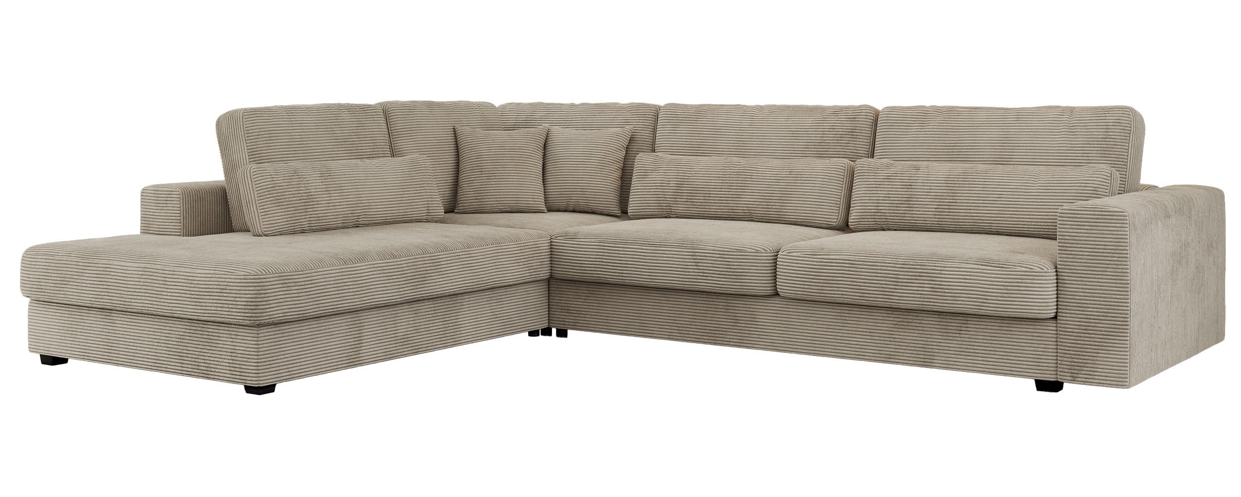 ECKSOFA Savona Hellgrau Cord - links - Hellgrau/Schwarz, Kunststoff/Textil (316/249cm) - MKS