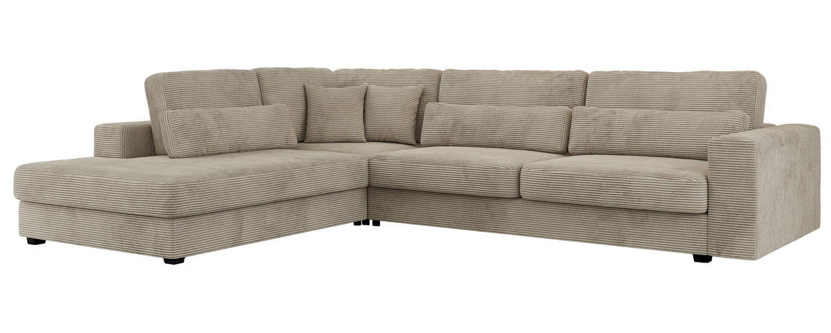 ECKSOFA Savona Hellgrau Cord - links - Hellgrau/Schwarz, Kunststoff/Textil (316/249cm) - MKS