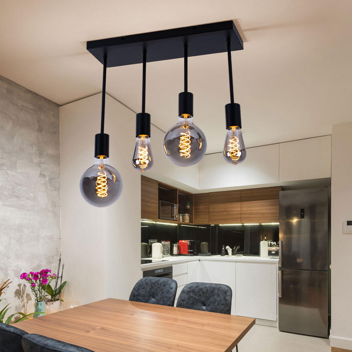 LED DECKENLEUCHTE Metall Schwarz MARTHA - Schwarz, Metall (45/15/34cm) - Globo Lighting