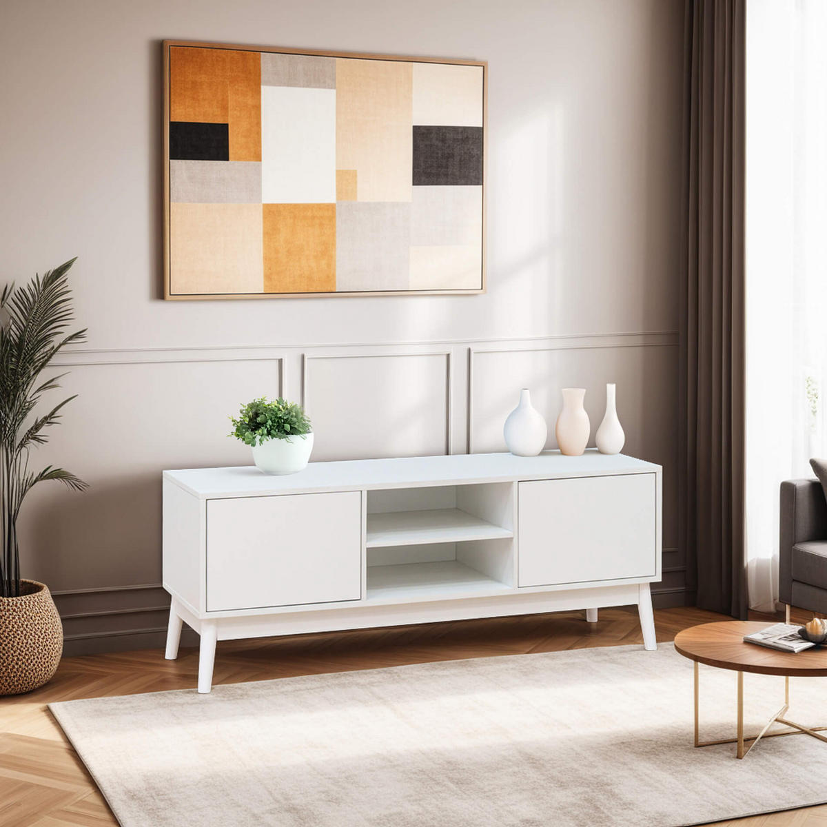 TV-SCHRANK Weiß 39,5/120/48 cm - Weiß, Holzwerkstoff (120/48/39.5cm) - Mobili Rebecca