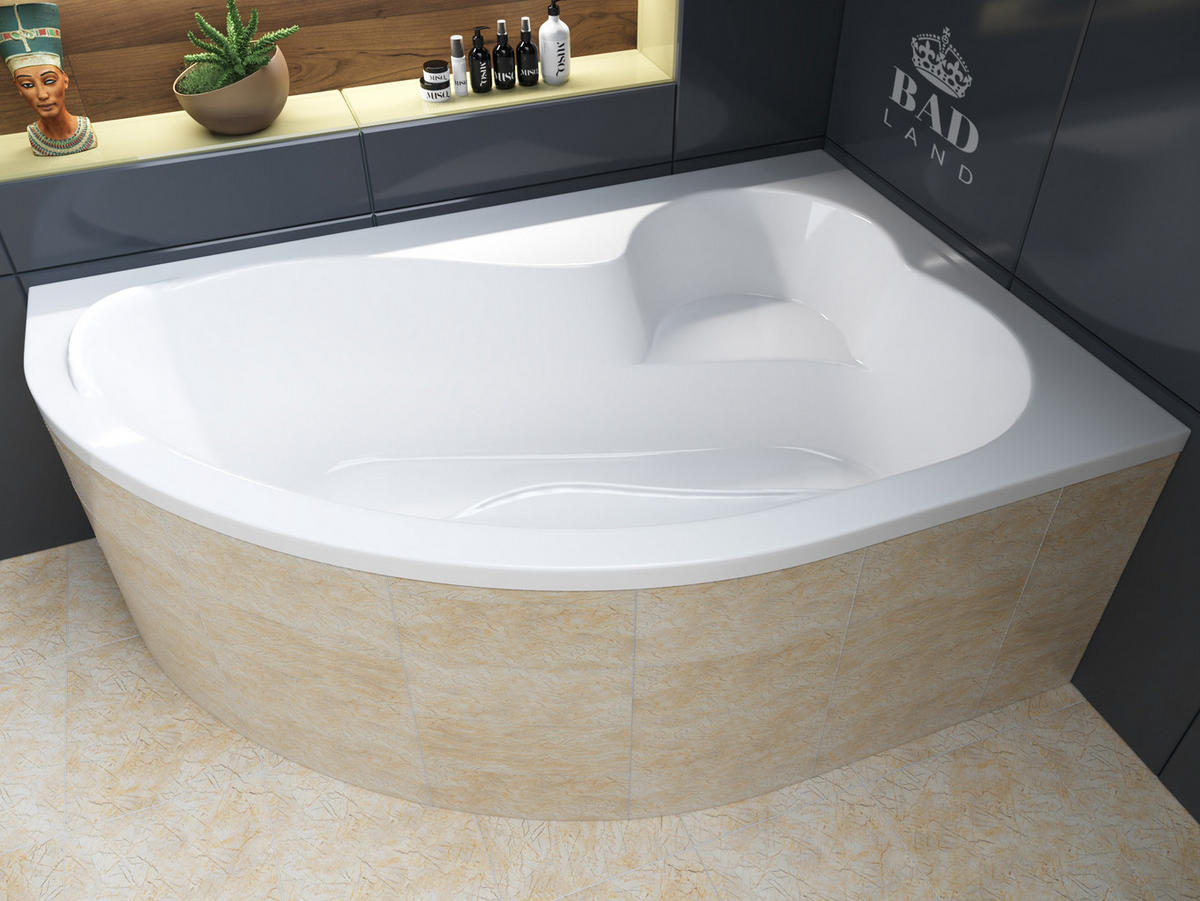 BADEWANNE Eckwanne MEGA 160/105 Rechts Ablauf & Füße - Weiß, Kunststoff (105/60/160cm) - bad land