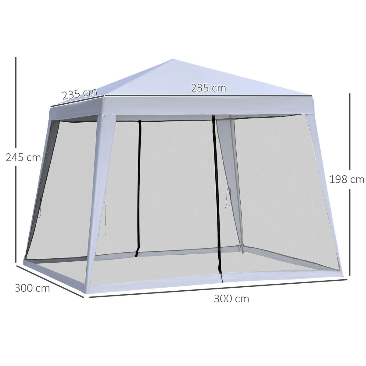 GARTENPAVILLON Metall + Polyester Grau - Grau, Kunststoff/Metall (300/245/300cm) - Outsunny