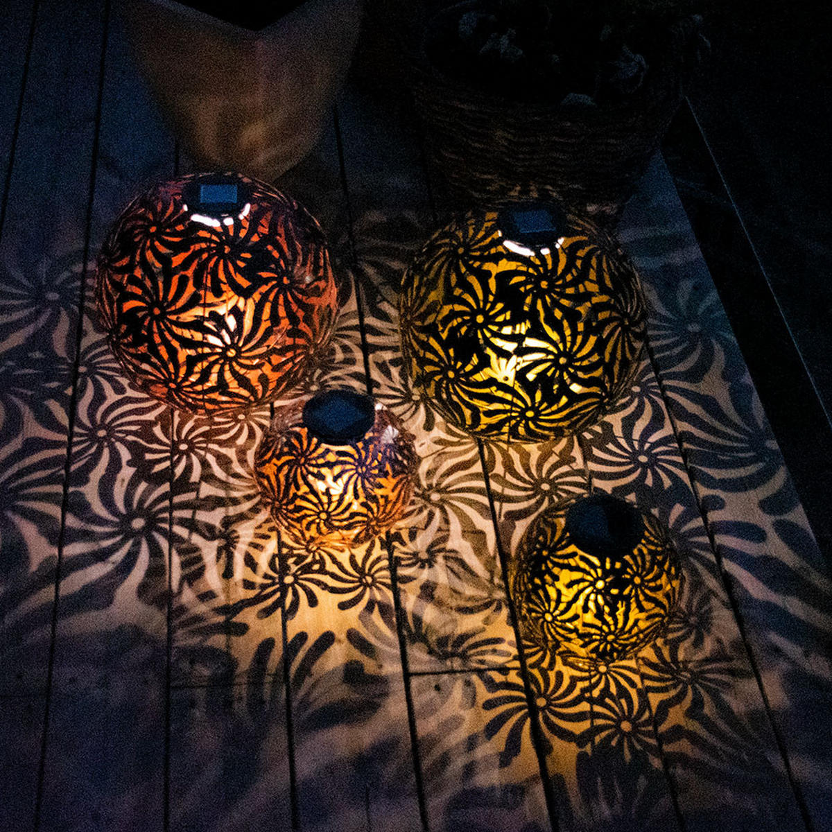 LED AUSSENLEUCHTE Geflechtkugel Schwarz Gold - Schwarz, Metall (18.5/18.5/54cm)