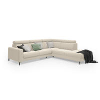 ECKSOFA Wohl rechts – Beige, mit Schlaffunktion, Bettkasten und verstellbaren Kopfstützen - Beige, Textil (278/263cm)