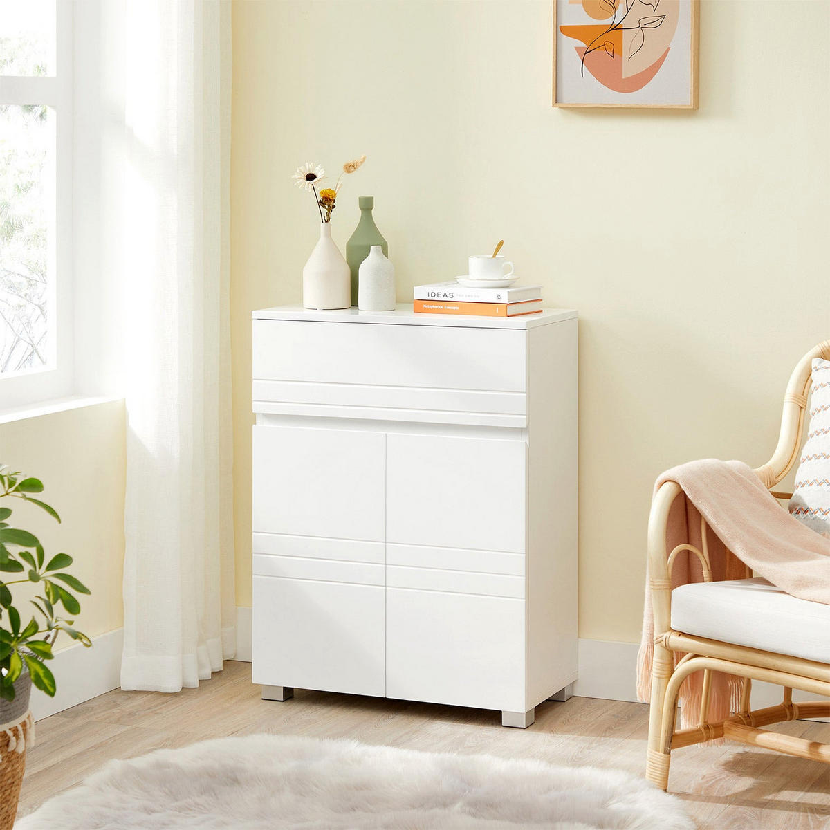 BADEZIMMERSCHRANK THIMPHU - Weiß, Holzwerkstoff (30/80/60cm) - Hansiro