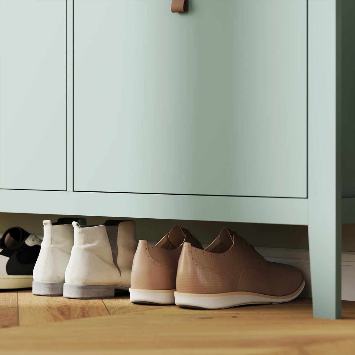 SCHUHKIPPER DE-15069 4 Klapp-Schubladen, für 20 Paar Schuhe Grün - Grün, Holzwerkstoff (105/95.5/24cm) - ComfortXL